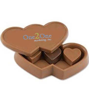 Double Heart Box with 3 Solid Heart Truffles