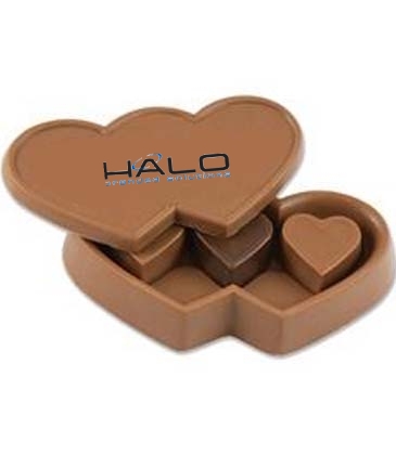 Double Heart Box with 3 Solid Heart Truffles