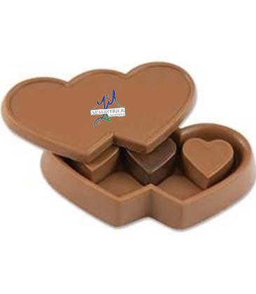 Double Heart Box with 3 Solid Heart Truffles