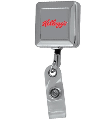 "HAMILTON" 32" Cord Square Chrome Solid Metal Retractable Badge R