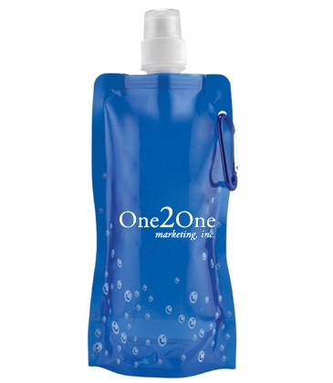18 oz Foldable and Reusable Water Bottle with Matching Carabiner