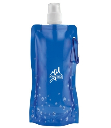 18 oz Foldable and Reusable Water Bottle with Matching Carabiner