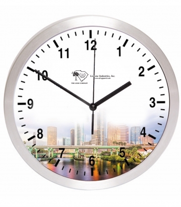 10 Brushed Metal Wall Clock with Glass Lens
