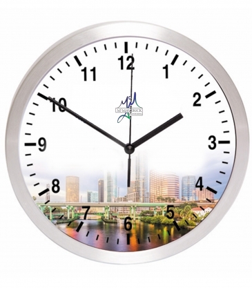 10 Brushed Metal Wall Clock with Glass Lens