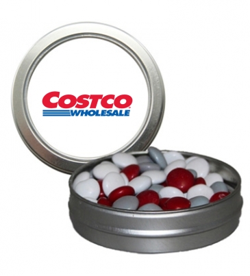 Candy Window Tin Short Round - Corporate Color Chocolates