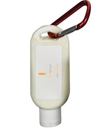 Custom 1.9 oz SPF 50 Sunscreen in Clear Bottle with Carabiner