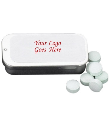 2" x 1" Small Silver Rectangular Slider Tin with Mints