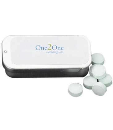 2" x 1" Small Silver Rectangular Slider Tin with Mints