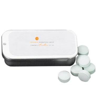 2" x 1" Small Silver Rectangular Slider Tin with Mints