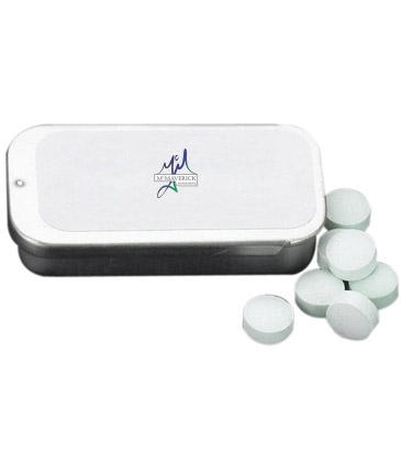 2" x 1" Small Silver Rectangular Slider Tin with Mints