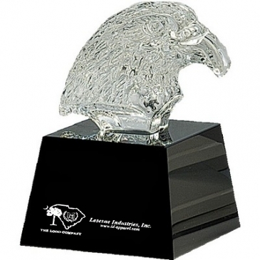 5 3/4" Clear Crystal Eagle Head on Black Pedestal Base