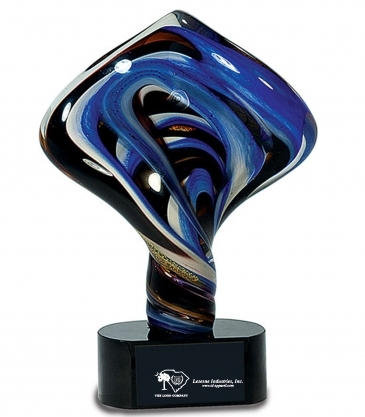 11.5" Diamond Twist Art Glass On Black Base