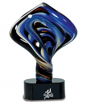 11.5" Diamond Twist Art Glass On Black Base