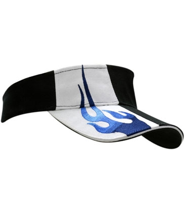 Brushed Heavy Cotton Visor with Sandwich Trim & Flame Embroidery