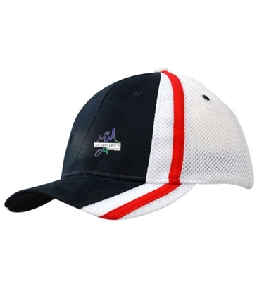 Brushed Heavy Cotton with Mesh Back and Fabric/Mesh Stripes