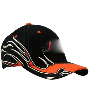 Brushed Heavy Cotton with Flame Design on Crown & Peak