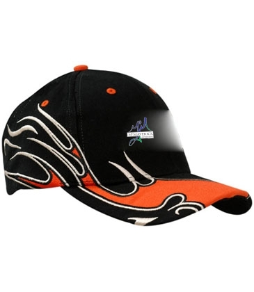 Brushed Heavy Cotton with Flame Design on Crown & Peak