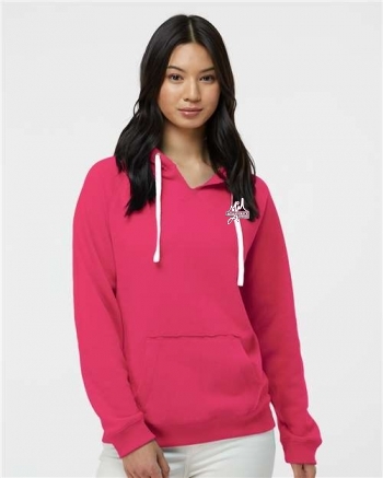 Women's Sueded V-Neck Hooded Sweatshirt