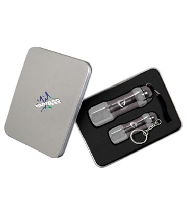 Magnetic Metal Flashlight and Keychain Set