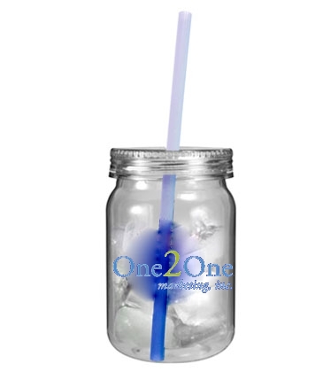 24 oz. Plastic Mason Jar with Mood Straw