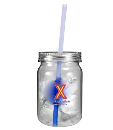 24 oz. Plastic Mason Jar with Mood Straw