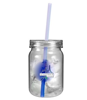24 oz. Plastic Mason Jar with Mood Straw