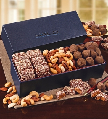 Navy Snowflake Wrapped Gift Box