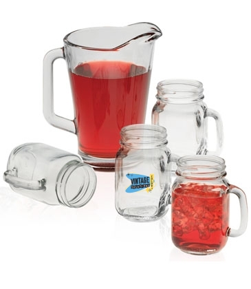 Pitcher and Handled Jar Glass Set