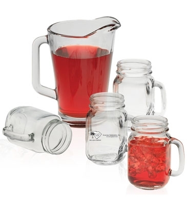 Pitcher and Handled Jar Glass Set