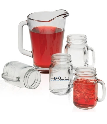 Pitcher and Handled Jar Glass Set