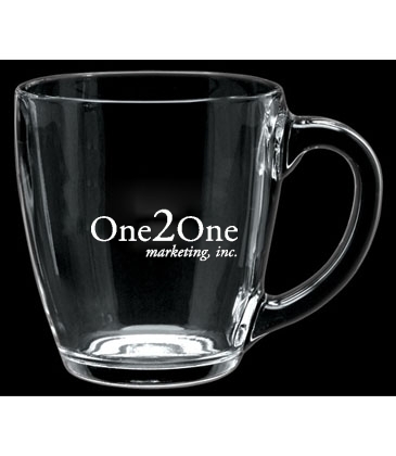 16 oz. Glass Bistro Coffee Mug - Deep Etched