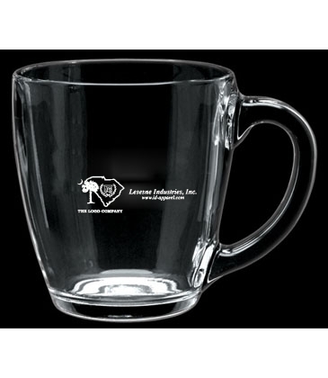 16 oz. Glass Bistro Coffee Mug - Deep Etched