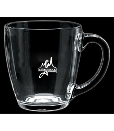16 oz. Glass Bistro Coffee Mug - Deep Etched