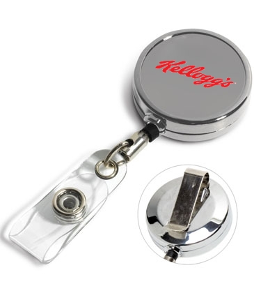 30” Cord Chrome Solid Metal Retractable Badge
