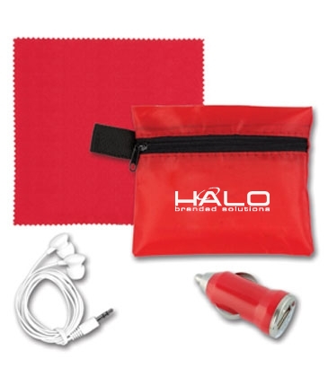 Mobile Tech Auto and Home Charging Kit with Earbuds and Microfibe