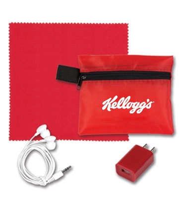 Tech Travel Accessory Kit with Microfiber Cleaning Cloth