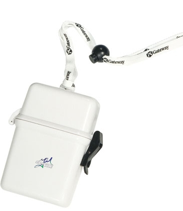 Plastic Container on a Rope or Lanyard