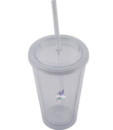 (16 oz.) Plastic Tumbler with Straw