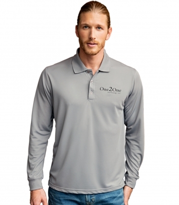 Vansport Omega Long Sleeve Solid Mesh Tech Polo