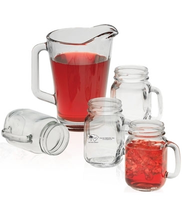 Pitcher and Handled Jar Glass Set - Deep Etched