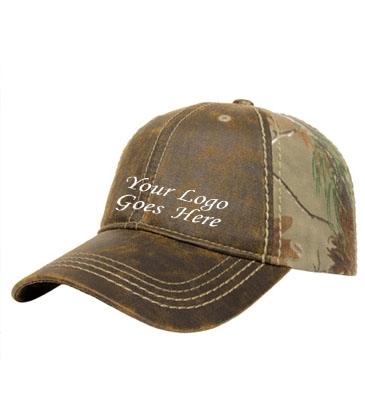 Faux Leathered Poly/Cotton Camo Cap