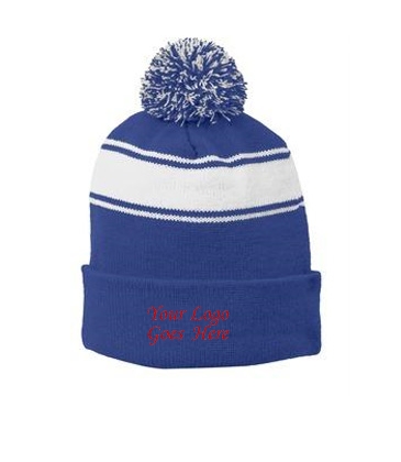 Sport-Tek® Stripe Pom Pom Beanie
