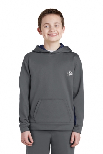 Sport-Tek® Youth Sport-Wick® Fleece Colorblock Hooded Pullov