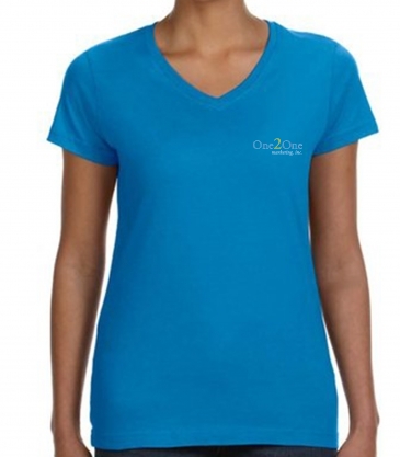 LAT Ladies' V-Neck Fine Jersey T-Shirt