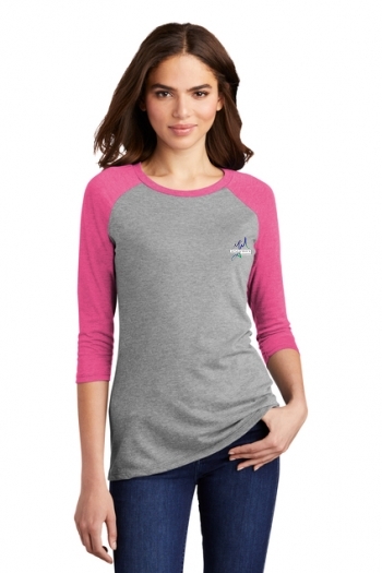 District Made® Ladies Perfect Tri® 3/4-Sleeve Raglan