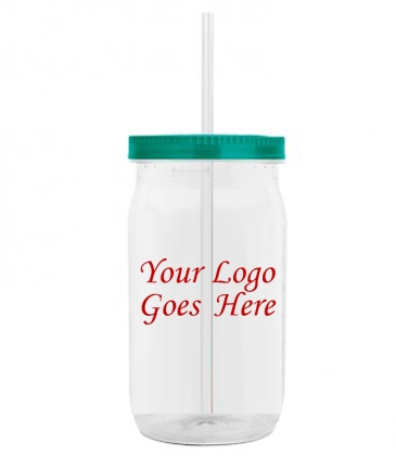 27 oz Clear  Mason Jar with Straw Lid