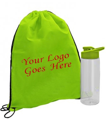 Drawstring Backpack and  Bottle Combo Kit
