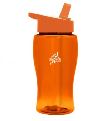 Poly-Pure Jr. - 18 Oz. Transparent Bottle With Flip Straw Lid