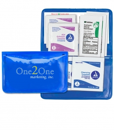 "ORION" Sanitizer & Wipes On-the-Go Kit in Colorful Vinyl Pack