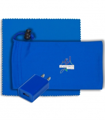 Mobile Tech Wall Charger Kit in Microfiber Cinch Pouch